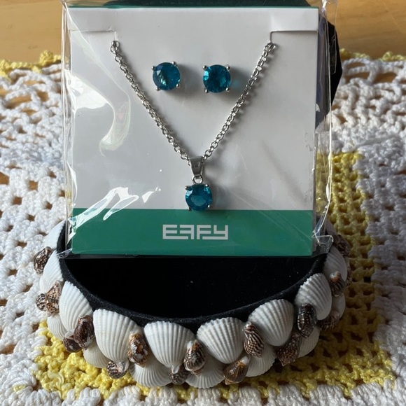 🐚  EFFY AQUA BLUE NECKLACE AND EARRINGS 🐚 NWOT 🐚 - Picture 9 of 16